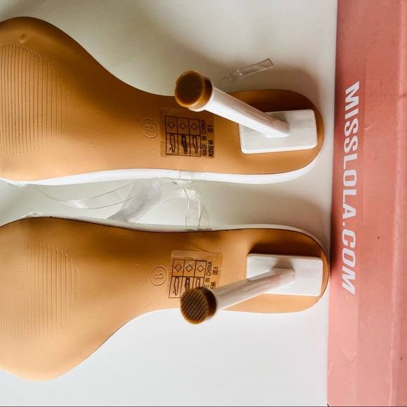 Miss Lola Audrena White Clear Strappy Heels Sandal New US 8 - Picture 3 of 9